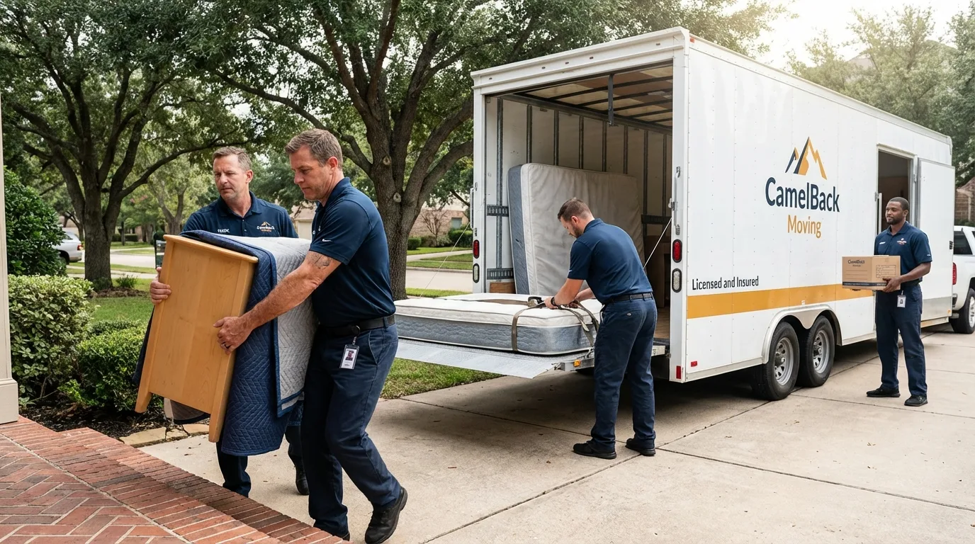 Crew loading residential truck for cross-state move from Bellefonte, PA