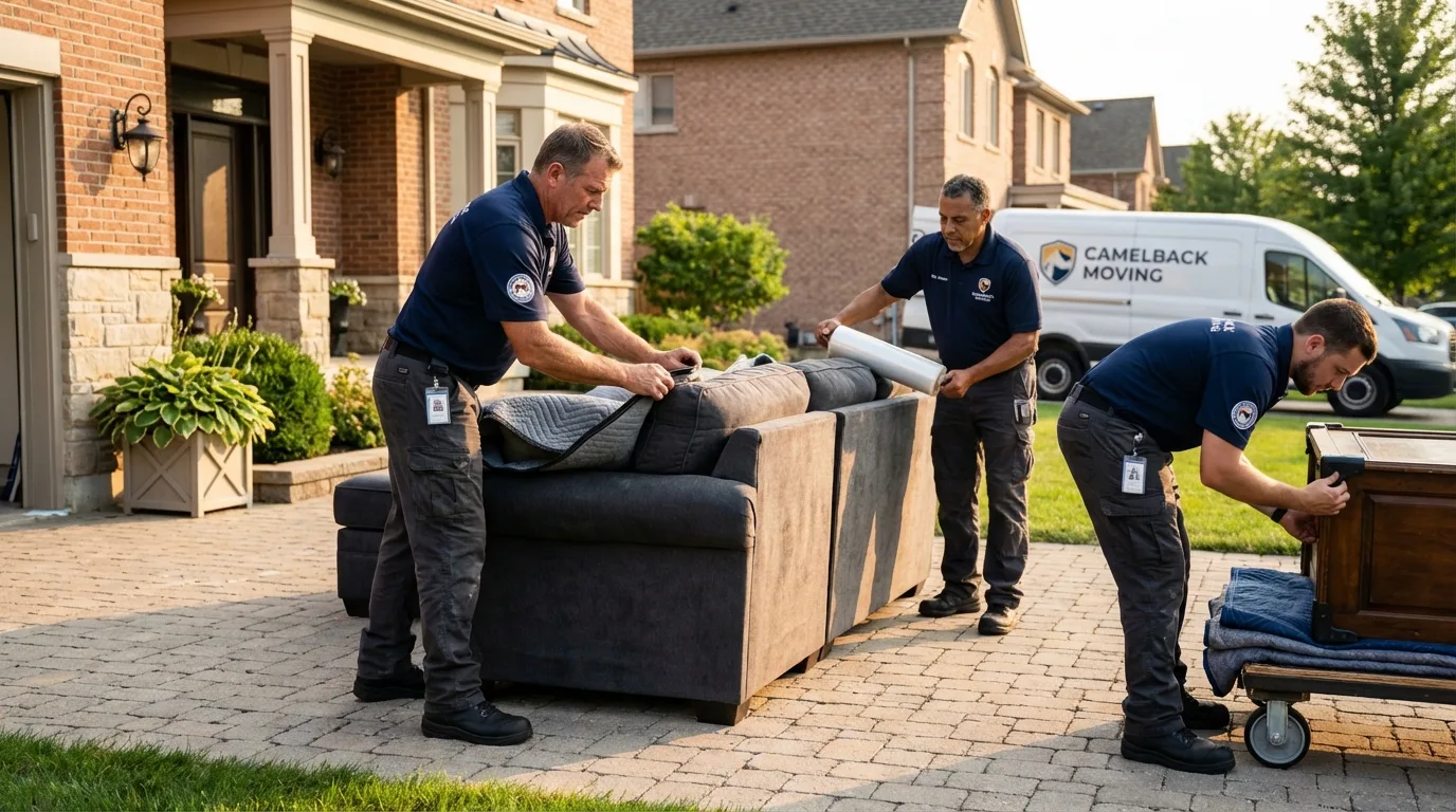 Large estate moving crew wrapping furniture in Bellefonte, PA