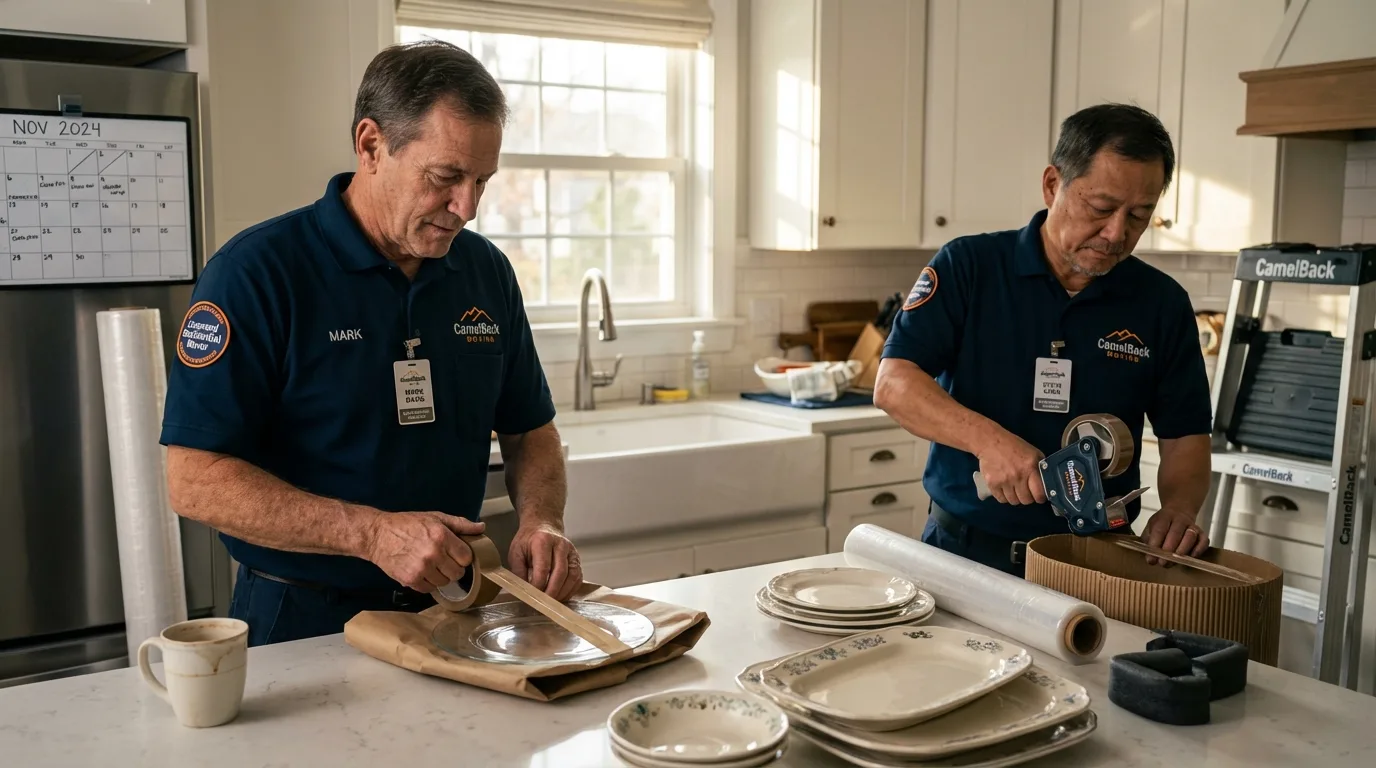 Professional crew packing kitchen dishware in Bellefonte, PA