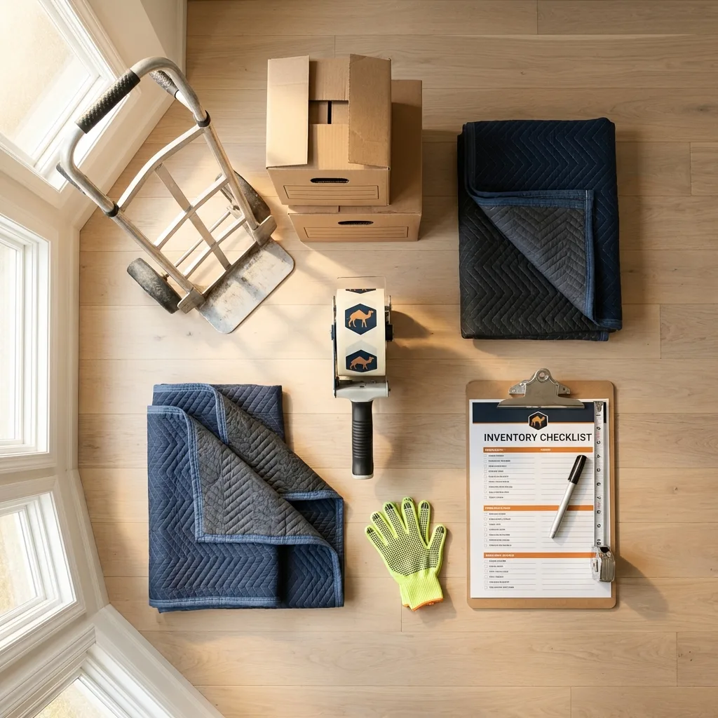 Professional moving supplies and packing materials layout for Bellefonte residential relocations